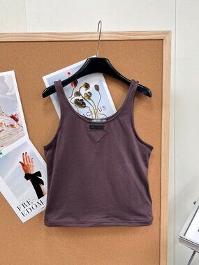 Prada Classic White Triangle Logo Tank Top